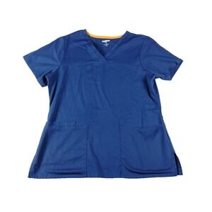 Scrubstar Womens Nursing Uniform Scrub Top Short Sleeve V-Neck Navy Blue Size S